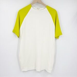 MSGM Raglan Mini Dress Pockets Green Ivory Size XS Oversized Shirt Dress